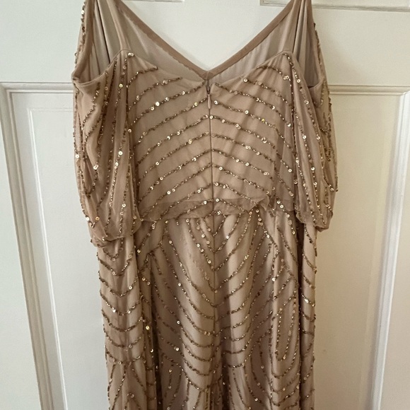 Adrianna Papell Art Deco Beaded Gown in Champagne - Picture 5 of 7